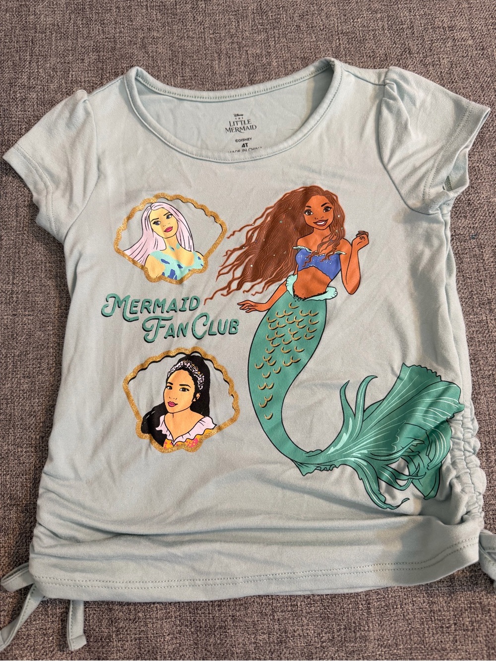 Disney’s Little Mermaid Fan Club Short Sleeve  gathers on sides VGUC Size 4T